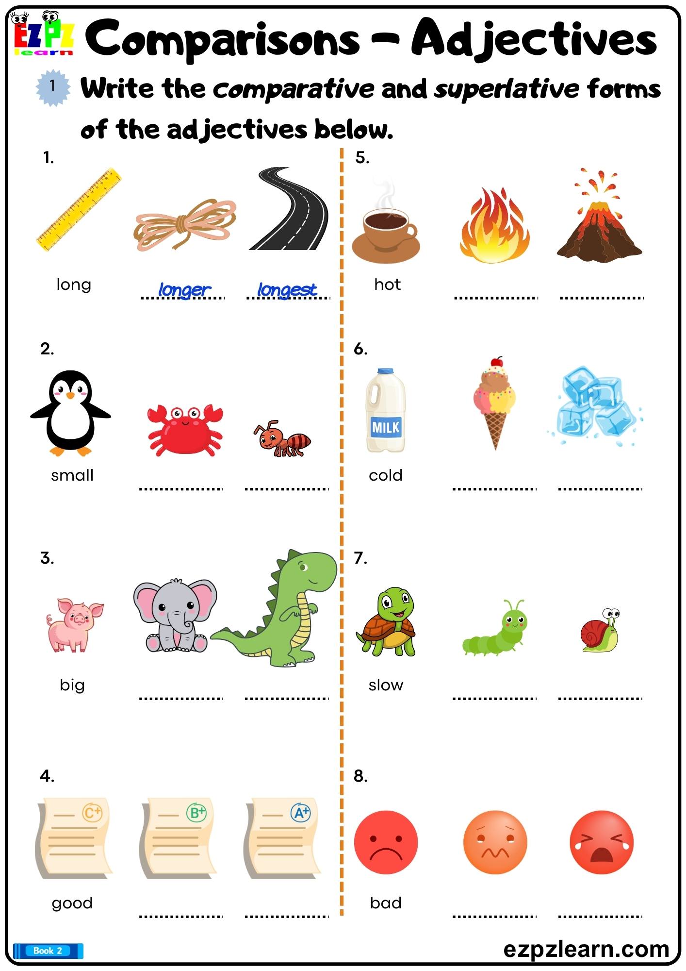 write the comparative and superlative forms of the adjectives and adverbs